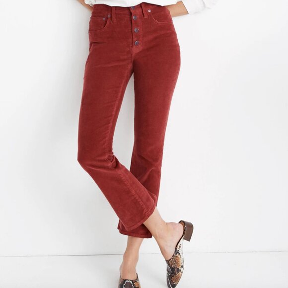 Madewell Cali Demi-Boot Jeans in Corduroy: Button-Front Edition Canterbury Red - Picture 1 of 8